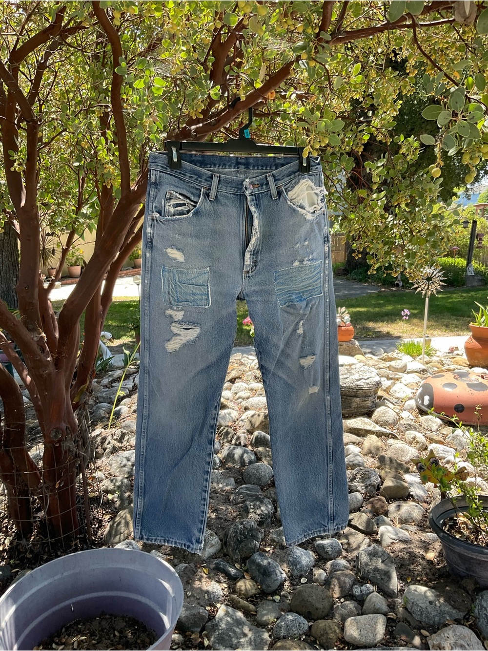 Rustler Distressed Light Blue Straight Jeans